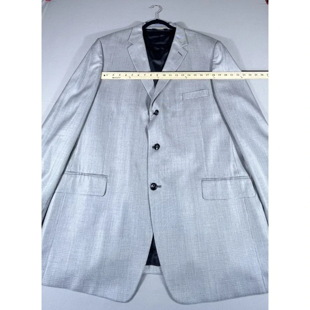 Stafford Men's Light Grey Micro Check Three Button Blazer Jacket Business Casual
